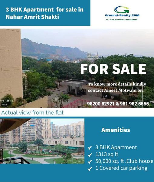 3bhk Apartment for sale in Nahar Amrit Shakti