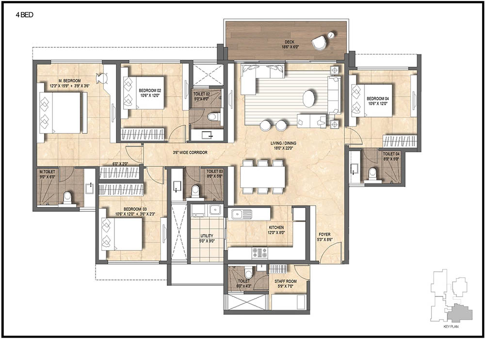 4 BHK Flat/Apartment for sale in Lodha Mirabelle, Nagavara